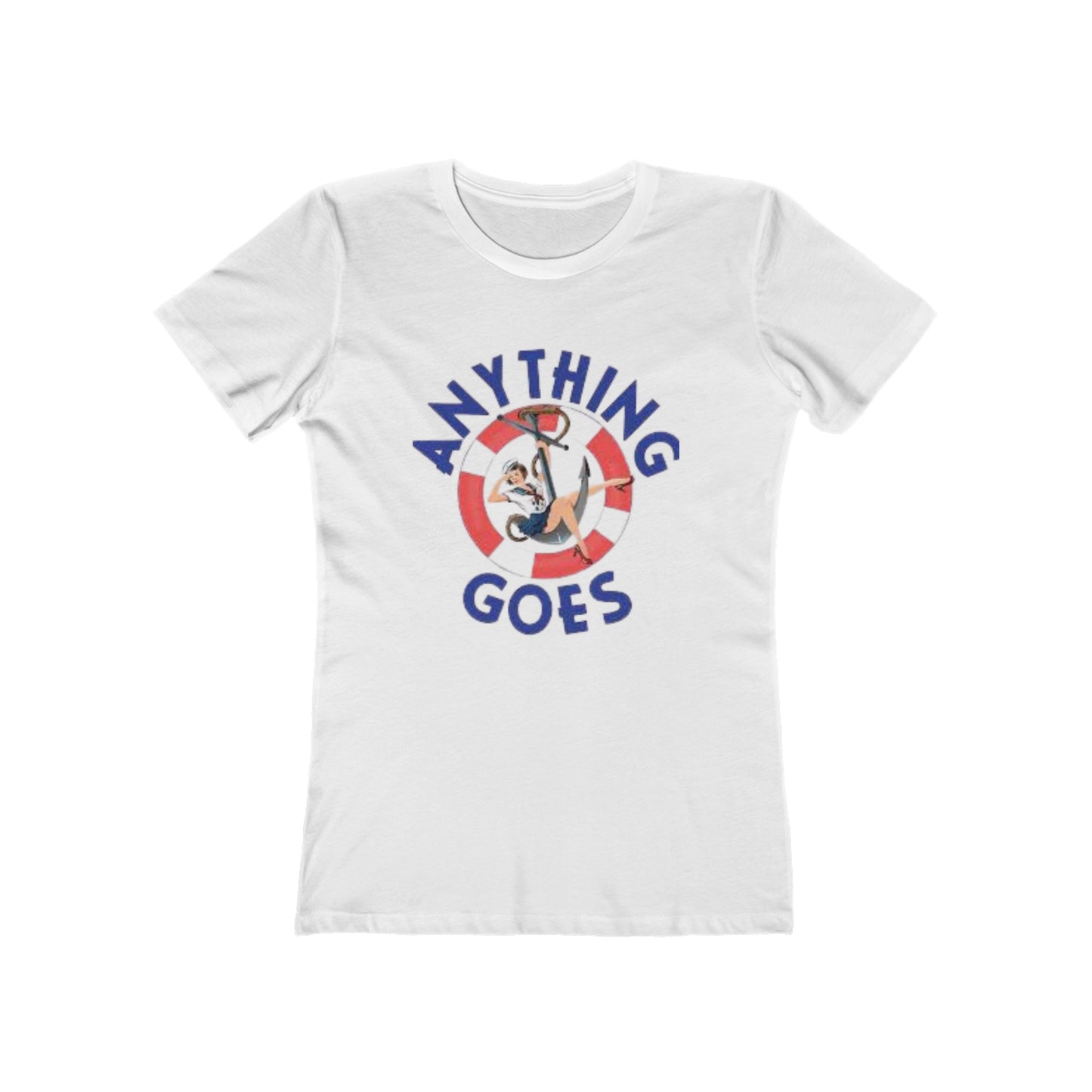 Retro Anything Goes Women’s Boyfriend Tee - Casual Graphic T-Shirt